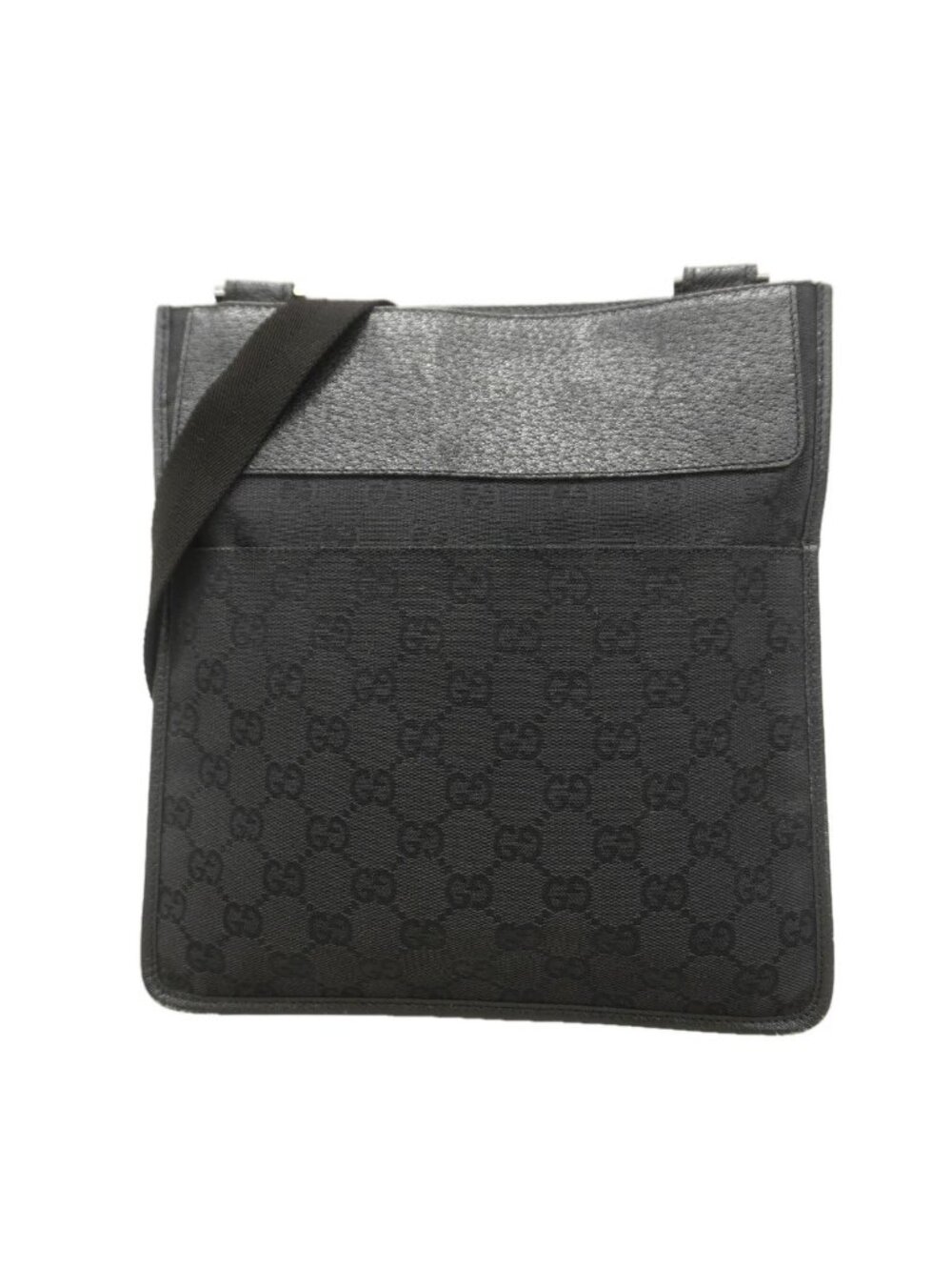 Gucci Shoulder Bag GG Canvas Black Silver